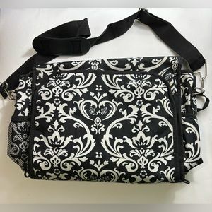 Black & White Diaper Bag 13" Wide x 11" High x 4" Deep, Saddlebag Style Flaps